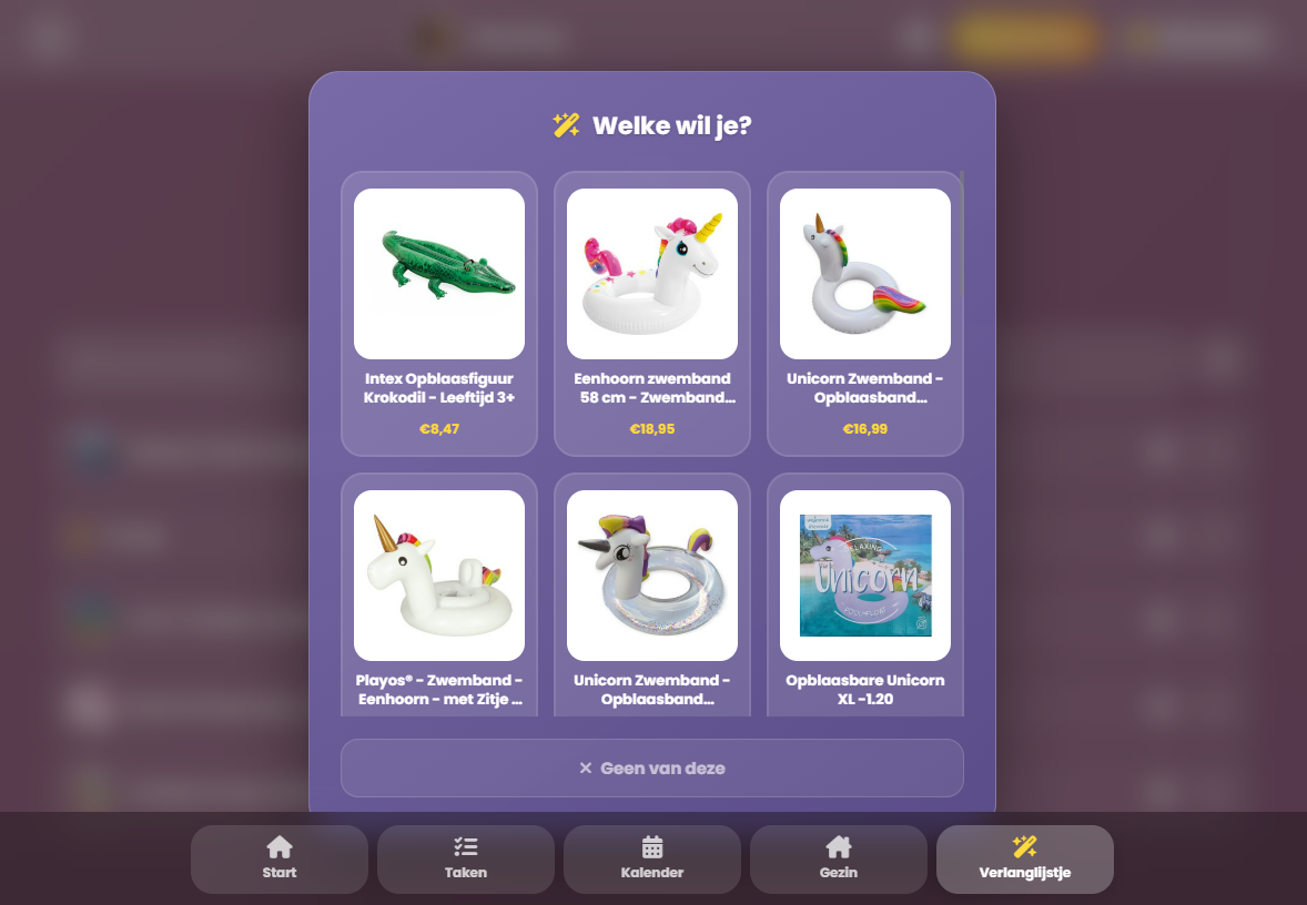 Chup verlanglijstje met zoekfunctie voor kinderen