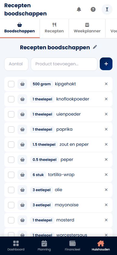 Gedeelde boodschappenlijst app voor het gezin