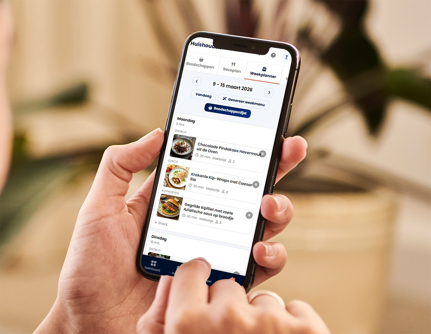 Weekplanner in Chup met maaltijdplanning per dag