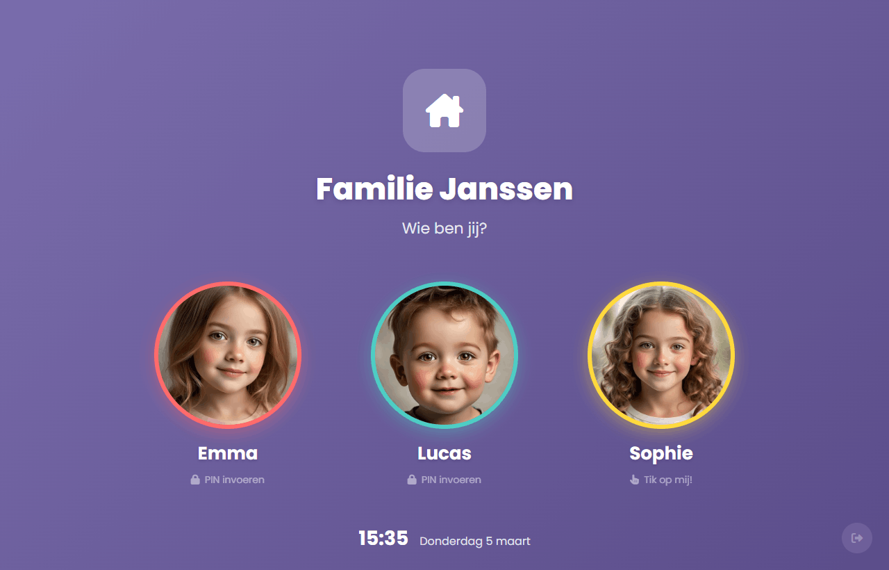 Chup kioskscherm met taken en agenda voor kinderen